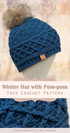 a knitted hat with pom - pom on top