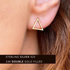 Triangle Stud earrings! ▸Handmade of Sterling Silver 925 that is 24k DOUBLE Gold filled High-quality gold finish that is made to last for a long time 😌 >> Handcrafted with love for you in Greece! Suitable for women of all ages! SIZE The diameter of the triangle is 0.4 inches - 1 cm. All Artiby jewelry comes in beautiful packaging, gift-ready. >>IS IT A GIFT? If you wish to send a personal message, please name it at the checkout process! ---------------------------------------------- Minimalist Triangle Jewelry For Anniversary, Hypoallergenic Triangle Earrings For Gift, Minimalist Triangle Jewelry For Pierced Ears, Simple Gold Studs, Triangle Gold Earrings, Gold Triangle Minimalist Earrings, Minimalist Gold Triangle Earrings, Minimalist Triangle Nickel-free Earrings, Minimalist Nickel-free Triangle Earrings