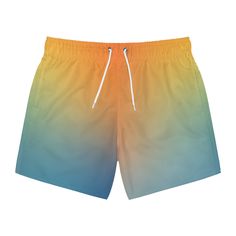 Nothing can swoosh down the summer heat like a dive into the sea - or into the nearest pool. These personalized swim trunks are here to take on your exclusive designs and most playful patterns. With an all-over-print capability accompanied by vivid colors, these swim trunks help you conquer the summer season in custom style.  .: Material: 100% polyester .: Extra light fabric (3.54 oz/yd² (120 g/m .: Fast-dry fabric .: Mesh basket lining  .: Mesh-lined side pockets .: Printed care label inside .: Orange Swim Trunks With Built-in Shorts For Beach, Blue Swim Trunks With 4-way Stretch For Swimming, Multicolor Swim Trunks With Built-in Shorts For Poolside, Multicolor Moisture-wicking Swim Trunks, Mens Bathing Suits, Multicolor Swim Trunks With Built-in Shorts For Swimming, Summer Swimwear, Summer Sports, Sports Shorts