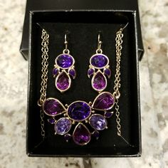 Night Drama Necklace And Earrings. Never Been Worn, Still In Box. Perfect To Add A Pop Of Color. Purple Metal Jewelry For Gift, Purple Costume Jewelry As Gift, Purple Costume Jewelry Gift, Purple Costume Jewelry As A Gift, Purple Costume Jewelry For Gifts, Purple Jewelry Sets With Matching Earrings For Gift, Purple Amethyst Jewelry For Parties, Purple Amethyst Party Jewelry, Elegant Purple Jewelry Set With Matching Earrings