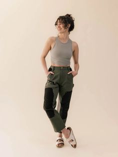 Renee Carpenter Pants | Forest | Wondery Effortless Pants, Rugged Aesthetic, Unique Pants, Statement Pants, Aesthetic Look, Carpenter Pants, Metal Hardware