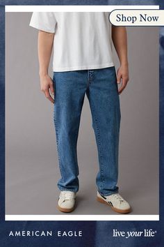 EasyFlex/The authentic denim look you want with just enough flex for all-day comfort./Comfortable and never loses its shape/Medium wash Relaxed Fit Jeans For Elevated Casual Occasions, Relaxed Fit Denim Jeans, Relaxed Fit Denim Jeans For Everyday, Casual Dark Wash Relaxed Fit Jeans, Indigo Mid-rise Casual Jeans, Casual Relaxed Fit Denim Jeans, Casual Indigo Mid-rise Jeans, Five-pocket Denim Bottoms, Casual Washed Blue Rigid Denim Jeans