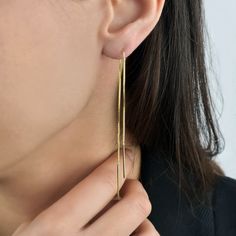 Pull Through earrings gold-plated Chain Threader Earrings, Pull Through, Rose Gold Metal, Threader Earrings, Long Chain, White Rose Gold, Three Color, Minimalist Earrings, White Rose