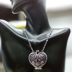 Nwot Purple Heart Locket Pendant. Chain Measures 21 Inches With A 4 Inch Extender. Locket Pendant Measures 1 1/2" H X 1 3/8x W Elegant Adjustable Locket Necklace For Valentine's Day, Nickel-free Open Heart Necklace For Wedding, Nickel Free Open Heart Necklace For Wedding, Vintage Purple Heart-shaped Jewelry, Wedding Jewelry With Heart Beads, Elegant Heart Pendant Locket Necklace In Metal, Elegant Heart Pendant Locket Necklace, Elegant Metal Heart Pendant Locket Necklace, Elegant Handmade Heart Locket Necklace