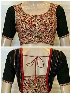 Kalamkari Blouse Designs, Ikat Blouse Designs, Brocade Blouse Designs, Patch Blouse, Kalamkari Blouse, Blouse Designs High Neck, Cotton Saree Blouse Designs, Cotton Blouse Design, New Saree Blouse Designs