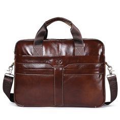 Style: Business Item Width: 3.14inch Item Type: Briefcases Item Length: 15.75inch Item Height: 11.81inch Handle/Strap Type: Soft Handle Genuine Leather Type: Cow Leather Exterior: Flap Pocket Closure Type: Zipper Portable Brown Business Satchel, Classic Portable Leather Bags, Classic Leather Portable Case, Classic Portable Leather Cases, Brown Leather Portable Briefcase, Classic Portable Leather Case, Travel Brown Briefcase, Portable Leather Briefcase For Daily Use, Travel Portable Brown Briefcase