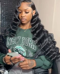 hair Black Lacefront Hairstyles, Side Part Quick Weave With Crimps, Side Part With Crimps, Sew In Hair Styles, Hairstyles For Birthday, Wigs Hairstyles, Frontal Wig Hairstyles, Wig Install, Birthday Hairstyles