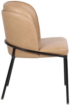 a beige leather chair with black legs