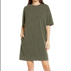 Treasure & Bond Size Xxs. Super Oversized, Fits Me As A Medium. Olive Green Dress Sold At Nordstrom. 100% Cotton, Made In India. Oversized Crew Neck Dress For Daywear, Casual Cotton T-shirt Dress For Fall, Oversized Casual Dresses For Loungewear, Oversized Casual Crew Neck Dress, Casual Crew Neck T-shirt Dress For Daywear, Casual Long Sleeve T-shirt Dress, Oversized Casual T-shirt Dress For Fall, Relaxed Fit Short Sleeve T-shirt Dress For Fall, Casual Oversized T-shirt Dress For Daywear