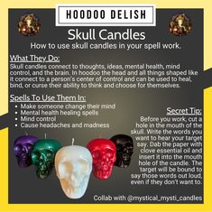 Skull Candle Spell, Spell Recipes, Skull Candles, Candle Color Meanings, Candle Magic Spells