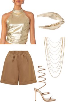 Greek Goddess Linen Shorts Outfit Idea