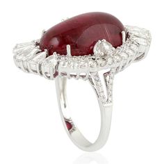 For Sale on 1stDibs - This stunning statement ring has been meticulously crafted from 18-karat gold. It is centered with a striking 16.6 carats Rubelite and 1.5 carats of glimmering Luxury Oval Ruby Diamond Ring, Luxury Gia Certified White Gold Ruby Ring, Luxury Ruby And Diamond Oval Cabochon Ring, Luxury Ruby Ring With Oval Cabochon Diamond, Luxury Oval Cabochon Ruby Ring, Luxury Ruby Gemstone Ring In Platinum, Luxury Platinum Ruby Ring, Oval Cabochon Ruby And Diamond Ring, Luxury Oval Cabochon Emerald Ring With 17 Jewels