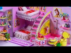 a barbie doll house with furniture and accessories in the playroom for children to play