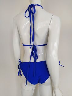 "FREE SHIPPING TO USA FOR ALL ORDERS OVER 35$! Choose right size by following our size chart below, thank you! We use FEDEX PRIORITY shipping service to the United States to guarantee the fastest delivery in 3-4 days. Flattering triangle bikini set in dark blue. Adjustable top with ties at neck and back. Side tie bikini bottoms. Stretchy and body fitting material. COLOR: DARK BLUE MEASUREMENTS (fit si very adjustable): Size 2 - Bust - 33\" (83-84 CM) - Hips - 34\" - 35\" (89-90 CM) - Waist - 23\ Neon Bikinis, High Waisted Swim, Swim Wear, Swim Suit, Body Fit, Women Swimsuits, Bathing Suit, Bathing Suits, Dark Blue