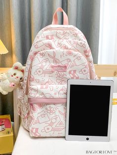 BagForLove - School Backpack: Classic Cartoon Pattern with Adjustable Strap & Bag Charm, Colorblock Design Product Description Color Pink Composition 100% Nylon Pattern Type Graphic Bag Size Medium Material Polyamide Type Classic Backpack Size Chart INCH CM Handle Height Strap Length Bag Height Bag Width Bag Length 3.1 inch 35.4 inch 17.3 inch 6.3 inch 12.2 inch Handle Height Strap Length Bag Height Bag Width Bag Length 8 cm 90 cm 44 cm 16 cm 31 cm Details Pictures Similar Products h2 { text-ali Pink Letter Print Backpack For Everyday Use, Adjustable Strap Bag, Strap Bag, School Backpack, Classic Backpack, Classic Cartoons, Cartoon Pattern, School Backpacks, Color Blocking