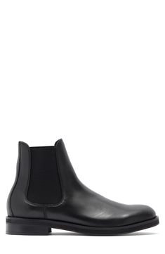 A plain-toe Chelsea boot constructed from smooth leather features dual inset elastic gores for easy-wear comfort. Leather and textile upper/leather lining and sole Made in Italy Casual Chelsea Boots In Calf Leather With Plain Toe, High-top Leather Chelsea Boots For Formal Occasions, Formal High-top Leather Chelsea Boots, Casual Calf Leather Slip-on Chelsea Boots, Casual Slip-on Chelsea Boots In Calf Leather, Casual Chelsea Boots With Leather Lining For Business, Leather Chelsea Boots With Branded Insole, Ankle-high, Ankle-high Chelsea Leather Boots With Branded Insole, Leather Chelsea Boots With Lug Sole For Business