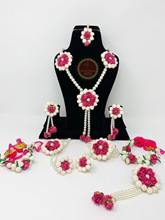 Hot Pink Flower/Phool Indian Jewelry | Mehendi, Henna, Haldi, Parties, Engagement, Weddings, Sangeet | Classical Dance Jewelry by ClassicDanceJewelry on Etsy White Flower Bridal Necklace For Wedding, White Floral Bridal Necklace For Wedding, Traditional Flower Jewelry For Diwali, Traditional Flower-shaped Jewelry For Diwali, Traditional Handmade Flower Jewelry For Wedding, Floral Jewelry For Wedding Diwali Occasion, Flower Shaped Jewelry For Wedding And Diwali, Flower-shaped Jewelry For Wedding And Diwali, Traditional Festive Flower Jewelry