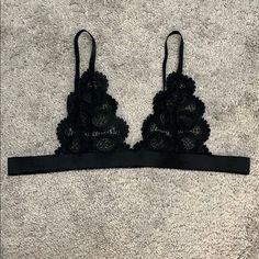 Brand New Never Worn. Black See Through Bralette. Too Big For Me. See Measurements. Super Cute I Posted The Last Two Photos For Reference As That Is The Closest I Can Find To The Actual Bralette. Just For Reference. Smoke Free Home Black Stretch Triangle Top Bra, Trendy Stretch Black Bra, Trendy Black Stretch Bra, Black Triangle Top Bra For Night Out, Fitted Black Triangle Top Bra, Lace Bralette, Women's Intimates, Bralette, I Can