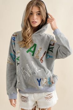 Trendy Hooded Sweatshirt With Letter Embroidery, Trendy Embroidered Hooded Hoodie, Hooded Tops With Letter Embroidery For Winter, Hooded Sweatshirt With Letter Embroidery For Fall, Trendy Embroidered Hooded Sweatshirt, Hooded Fall Sweatshirt With Letter Embroidery, Trendy Long Sleeve Embroidered Hoodie, Fall Hooded Sweatshirt With Letter Embroidery, Embroidered Hoodie For Fall Streetwear