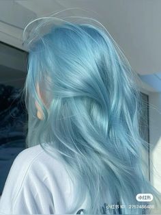 blue hair inspo Blonde Hair With Light Blue Highlights, Blue Hair Light, Light Blue Hair Aesthetic, Blue Blonde Hair, Powder Blue Hair, Ocean Blue Hair, Aquamarine Hair, Ice Blue Hair, Blonde And Blue Hair