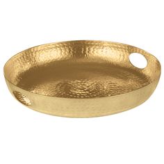 a large gold plate with handles