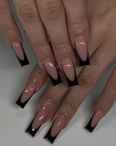 Grad Nails, Black French Nails, Junk Nails, Lilac Nails, Acrylic Nail Powder, Girly Acrylic Nails, Short Square Acrylic Nails, Classic Nails, Long Acrylic