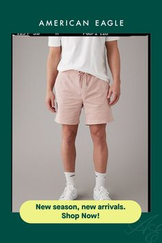 Flex is durable and designed to give you just enough stretch to move with no problem/Elastic drawstring waist/Side seam pockets/Back pocket with zipper closure Affordable Cotton Shorts With 5-inch Inseam, Outdoor Shorts With 5-inch Inseam And Built-in Shorts, 5” Inseam Shorts Men, No Problem, Women's Jeans, Drawstring Waist, American Eagle Outfitters, American Eagle, Women Jeans