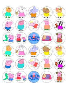 peppa pig cupcake toppers are shown