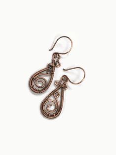 Bohemian Copper Wire Wrapped Teardrop Earrings, Bohemian Wrap Earrings With Copper Ear Wire, Adjustable Copper Teardrop Bohemian Earrings, Handmade Teardrop Copper Earrings, Bohemian Copper Wrap Earrings, Bohemian Teardrop Earrings In Copper, Bohemian Teardrop Copper Earrings For Pierced Ears, Bohemian Teardrop Earrings For Pierced Ears In Copper, Paisley Earrings