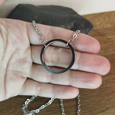 Grunge Chokers, O Ring Choker, Day Collar, Steel Chain, Shop Small Business, Circle Necklace, Chain Choker, O Ring, Handmade Necklaces