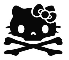 a hello kitty skull and cross bones sticker