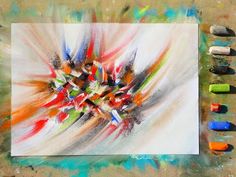 an abstract painting with colored pencils and pastel crayons