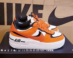 (eBay) Nike Size 5 Women's Air Force 1 Shadow AF1 Orange Black Guava Ice DQ8586-800 Shadow Af1, Orange Nike Shoes, Air Force Women, Air Force 1 Shadow, Orange Texture, Athletic Shoes Nike, Orange Shoes, Black And Orange, Nike Cortez Sneaker