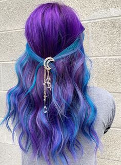 Purple Hair Color Highlights, Streaks Hair, Purple And Blue Hair, Grunge Ideas, Ash Grey Hair, Inspo Hair, Cute Hair Colors, Purple Wig