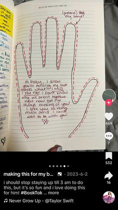 an open notebook with writing on it and a hand drawn in the middle that says making this for my b