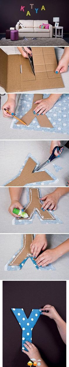 three pictures showing how to make an origami bird out of cardboard and glue