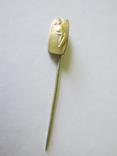 "Antique STICK PIN Subject of Paul Émile Chabas \"September Morn\" Painting Gold Plating over Brass Circa 1915 Unsigned Collectible Lapel Pin Wardrobe Accessory Take time to view all pics, stick pin part slightly bent due to wear and age, measures 2 1/2\" length and actual decorative rectangle area measures 1/2\" x 3/4\". Pin is in as purchased patina, I do not clean jewelry and leave up to buyer to clean if they wish.  Take time to see all photos to view item as that is the best way to see condition. All items are purchased at ESTATE SALES or REPUTABLE ANTIQUE/VINTAGE JEWELRY RE SELLERS. Inventory is sold \"as purchased\", we leave cleaning (if needed) to the buyer. Please take time to view all photos, ask any questions before bidding. Our home is smoke-free and pet-friendly. Row 542" September Morn, Clean Jewelry, Sweater Pin, Painting Gold, Wardrobe Accessories, Irish Gifts, Stick Pins, Lapel Pin, Cleaning Jewelry