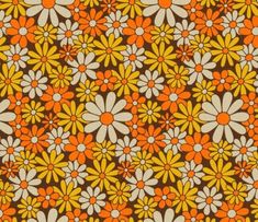 an orange and brown flower pattern