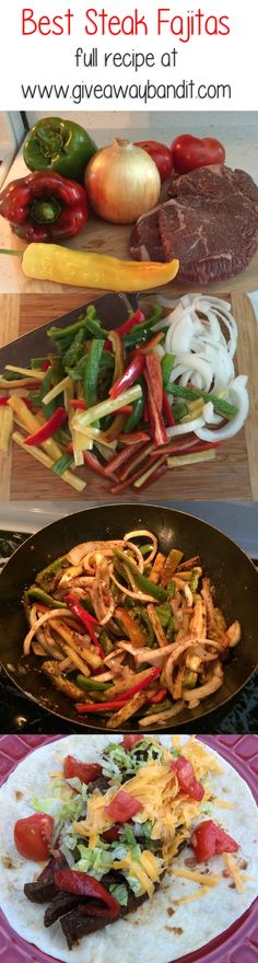 the best steak fajita recipe with vegetables and meat on it is ready to be eaten