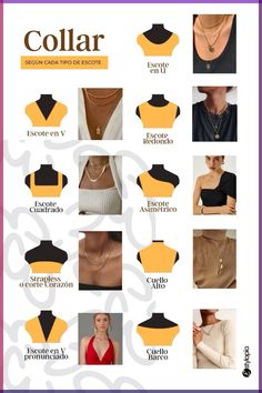 Necklace Based On Neckline, Necklace Outfit Ideas, Elegant Outfit Party, Different Collars, Types Of Necklaces, Collar Outfits, Necklace For Neckline, Stylish Outfits Casual, Fashion Vocabulary