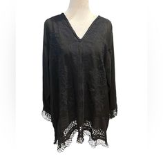 Euc Pit-Pit=25 Lenght=29 Sleeve=19 #720 Eyelet Blouse, Johnny Was, Top Blouse, Blouses, Womens Tops, Women Shopping, Black, Color