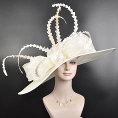 "The crown is decorated with 100%  feathers and  big sinamay bow. Very beautiful!! Head girth is 21\"-23.225 \", it is a super wide brim hat, this is the widest brim style hat in my store, from left to right is 26\"around.  For the base hat, 10 colors available, for the decoration feathers, 18 colors available. If you want to change the colors to match your dress, please feel free to contact me, I will help you. This is a gorgeous, very beautiful hat. Great for Kentucky Derby, Church, Wedding, T Elegant Ostrich Feather Fascinator For Wedding, Ostrich Feather Trimmed Costume Hat For Wedding, Elegant Ostrich Feather Headpieces For Races, Elegant Feather Trim Headpiece For Royal Ascot, Elegant Tall Crown Party Hat, Elegant Ostrich Feather Costume Hats And Headpieces For Wedding, Elegant Ostrich Feather Costume Hat For Evening, Formal Ostrich Feather Headpiece For Royal Ascot, Elegant Ostrich Feather Wedding Costume Headpieces