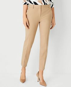 Formerly known as the ankle pant, instantly streamline your style with a lean leg and ankle grazing crop. Front zip with hook-and-bar closure. Front off-seam pockets. Back besom pockets. Shop all Eva pants,Leg Shape:Leg Shape: Slim – a slim leg that's slightly cropped for perfect proportions,Rise:Mid rise: sits 2 1/4" below natural waist,Imported:Imported,Fit:Fit: Tailored & fitted,Length:Hits at ankle: 30" inseam with 14 1/2" leg opening,Fabrication:92% Cotton, 8% Spandex,Garment Care:Machine Washable The Tall Eva Ankle Pant by Ann Taylor Size regular - 0 Cappuccino Tan Women's Regular, Ankle, Pants, 92%, Cotton, 8%, Spandex, Machine, Washable Slacks Women, Lean Legs, Chic Pants, Knitted Suit, Tan Woman, Tall Pants, Petite Outfits, Slim Leg, Ankle Pants