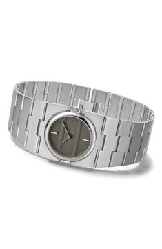 This petite watch delivers clean, modern style with its minimalist dial and coordinating bracelet. 25mm case; 28mm band width Jewelry clasp closure Quartz movement Mineral crystal face Stainless steel or 18k-gold plate Imported Modern Polished Watches For Work, Modern Jewelry With Round Dial For Everyday, Modern Polished Finish Watches For Work, Modern Analog Jewelry And Watches For Gift, Modern Watch Accessories With Polished Finish And Round Dial, Modern Watches With Polished Finish For Work, Modern Watch Accessories With Bracelet Strap For Business, Modern Business Watch Accessories With Bracelet Strap, Modern Watch Accessories With Rectangular Dial And Bracelet Strap