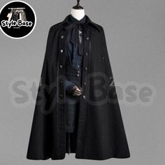 Brand New Hand Made Black Replica Military Cape-Griffin School Women Long Cloak - Wool Coat - MIlitary Coat CHARACTERISTICS: 100% wool Custom Fit Style.  colors Available : blue , Black , Red , White , Green Occasions: for Halloween, Christmas, Festival, Carnival, Ball Gown, Drama, School Performance, Masquerade, Birthday Party, Show Role-play/Dress Up and Party, etc This item is made to order and will take approx. 2-3 weeks Professionally stitched AVAILABILITY: Only coat includes in the price. Black Cape For Cosplay, Black Winter Outerwear With Epaulettes, Black Gothic Cape Outerwear, Historical Long Coat For Fall, Vintage Costume Outerwear With Epaulettes, Vintage Outerwear With Epaulettes For Costume, Black Long Sleeve Outerwear With Epaulettes, Black Military Outerwear With Stand Collar, Vintage Black Outerwear With Stand Collar