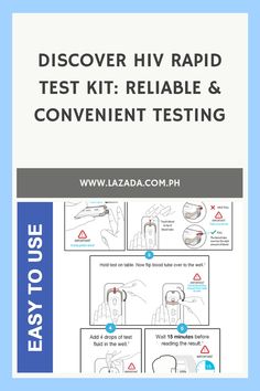 HIV rapid test kit advertisement highlighting reliability and convenience, with step-by-step instructions shown.