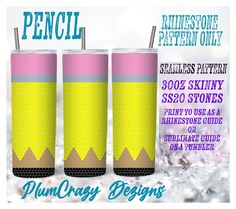 two tumblers with the words run crazy designs on them, one is pink and yellow