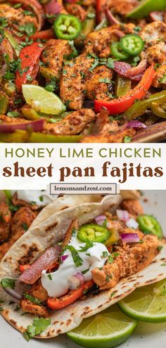 the chicken sheet pan fajitas are ready to be eaten