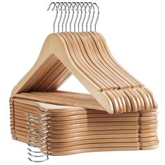 PRICES MAY VARY. Sturdy Wooden Hangers- Crafted from sturdy , lightweight solid wood featuring a reinforced pant bar secured your clothing.Each hanger can hold up to 15 lbs and is strong enough to hold even the thickest winter coats. Wood Hangers With Non-Toxic Coating - Wood hangers cover with water-based non-toxic paint which is safe for all ages using.You will not feel the smell of paint, only the fragrance of wood. Multifunction Clothes Hanger - These wooden coat hangers have precisely groov Wood Coat Hanger, Wooden Coat Hangers, Hanger Crafts, Suit Hangers, Pant Hangers, Coat Hangers, Plastic Hangers, Wood Hangers, Wire Hangers