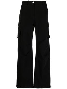 black cotton front button and zip fastening belt loops high-waisted two patch pockets two rear flap pockets slip pockets to the sides wide leg straight hem Virgo Rising, Buy List, Cotton Trousers, Bell Bottom Pants, Our Legacy, Girl Gang, Athletic Wear, Formal Wear, Bell Bottoms